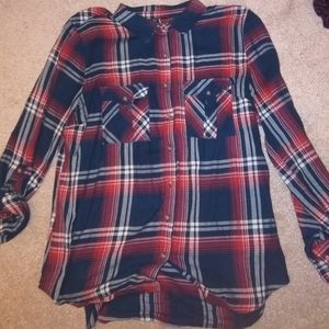 Old Navy blue pink and white plaid button up